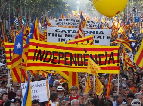 Demo in Barcelona für die Unabhängigkeit Kataloniens